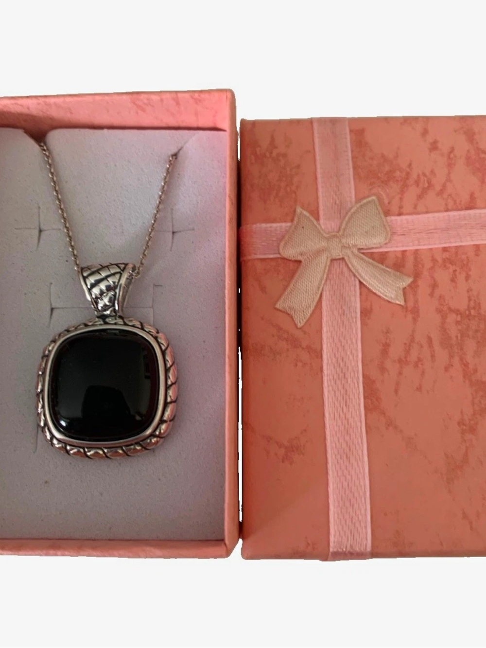 Black Lapis-Style Pendant Necklace in Sterling Setting